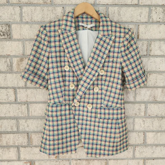 Veronica Beard Metallic Rainbow Tweed Jenny Dickey Jacket